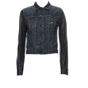 Rag & Bone Sheffield Denim Jacket With Leather Sleeves. Size Small.